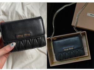 専用MIU MIU チェーンウォレット　グレー/イエロー 長財布 ミュウミュウ miumiu 長財布 チェーンウォレット 財布