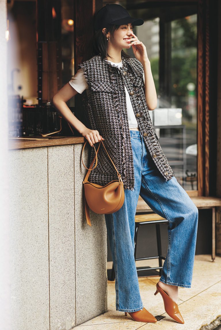 ロングジレ×デニム