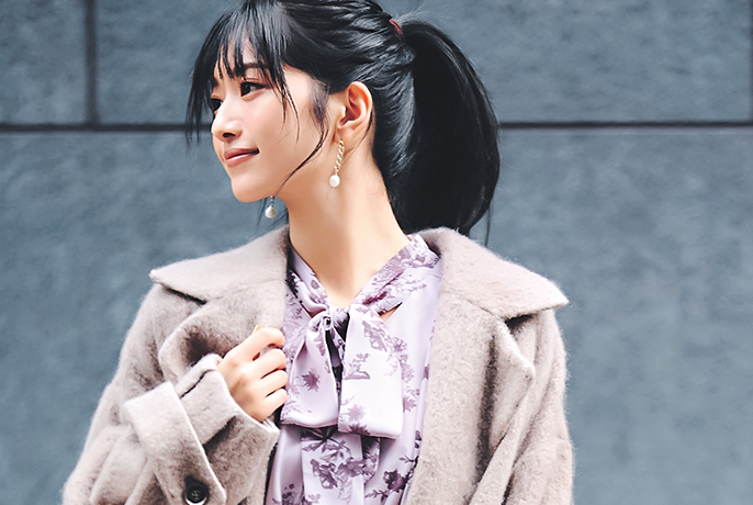 王道かわいいが狙える♡花柄ワンピ×モヘアコートコーデ【今日のコーデ