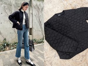 ZARA ザラ ハートキルティング ジャケット ダウン　黒S ZARA - ZARA ハートキルティングジャケット Sサイズの通販 by R