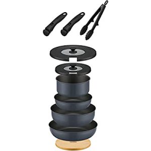 【Amazon.co.jp 限定】サーモス デュラブルシリーズ 取っ手のとれるフライパン10点セットAA IH対応 グレー KSA-10A GY