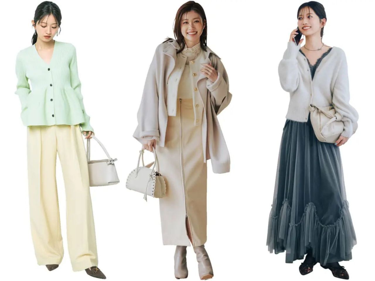 カーディガンを合わせるオフィスカジュアル