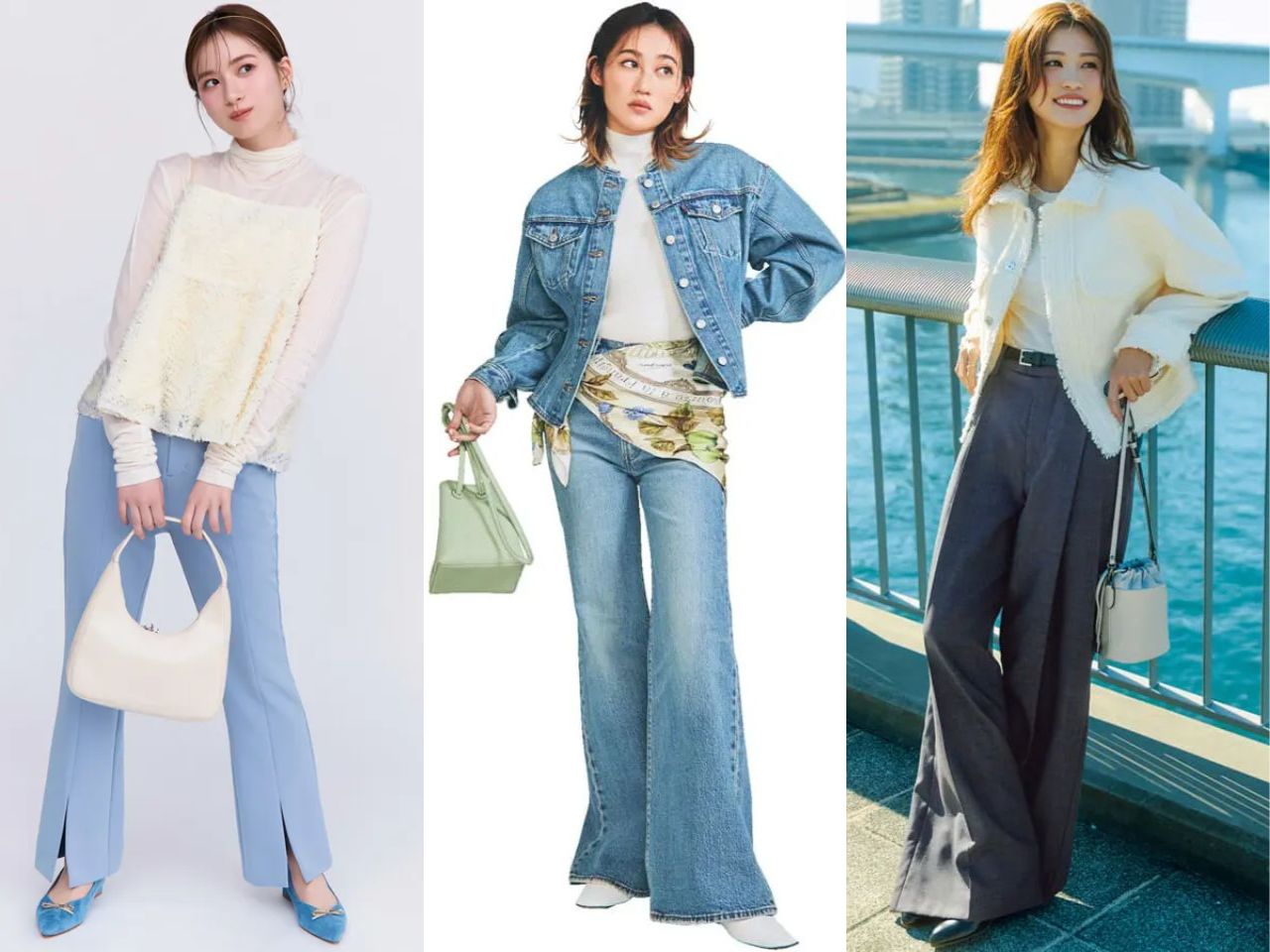 フレアパンツコーデ