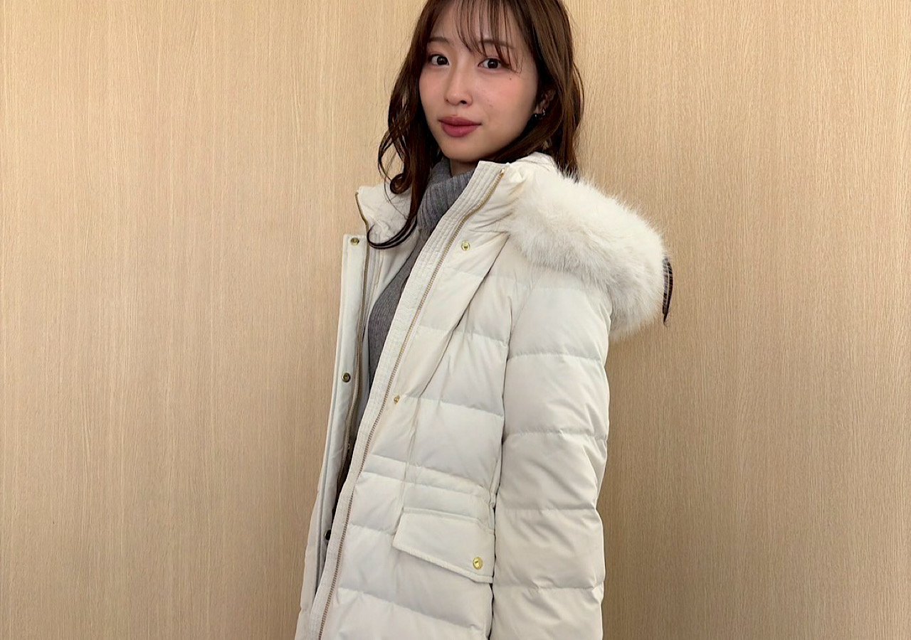 ゆうFILA ロングダウンコート ファイバーロングダウン 林佑香着用 冬の