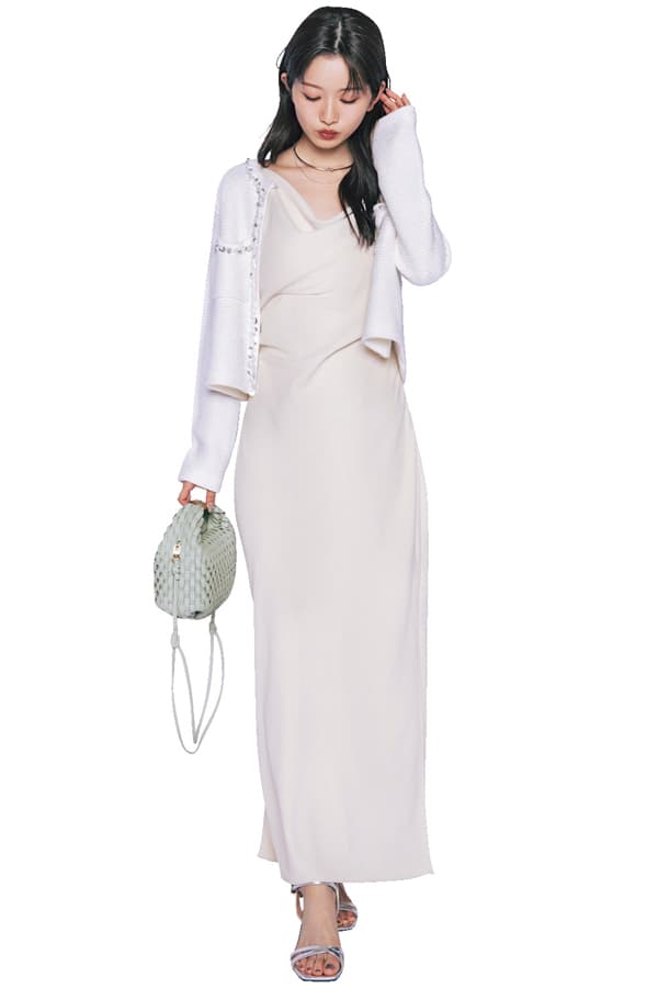 ワンピース×ショートニットジャケット